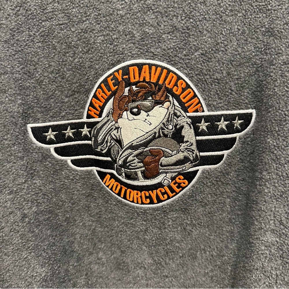 2000 Vintage Y2K Warner Bros Taz Mens Harley Davidson Gray Bath Robe L/XL - Picture 4 of 7